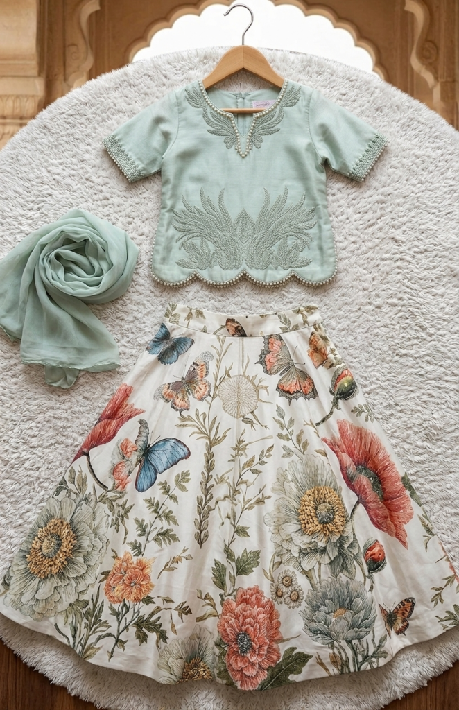 Mint Green lehanga kurti