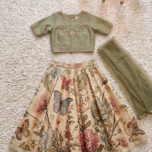 Olive green lehanga kurti